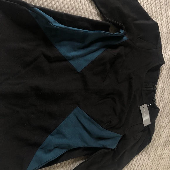 ANN TAYLOR BLACK/TEAL BODYCON MINI DRESS ▪️◼️ - Picture 2 of 4